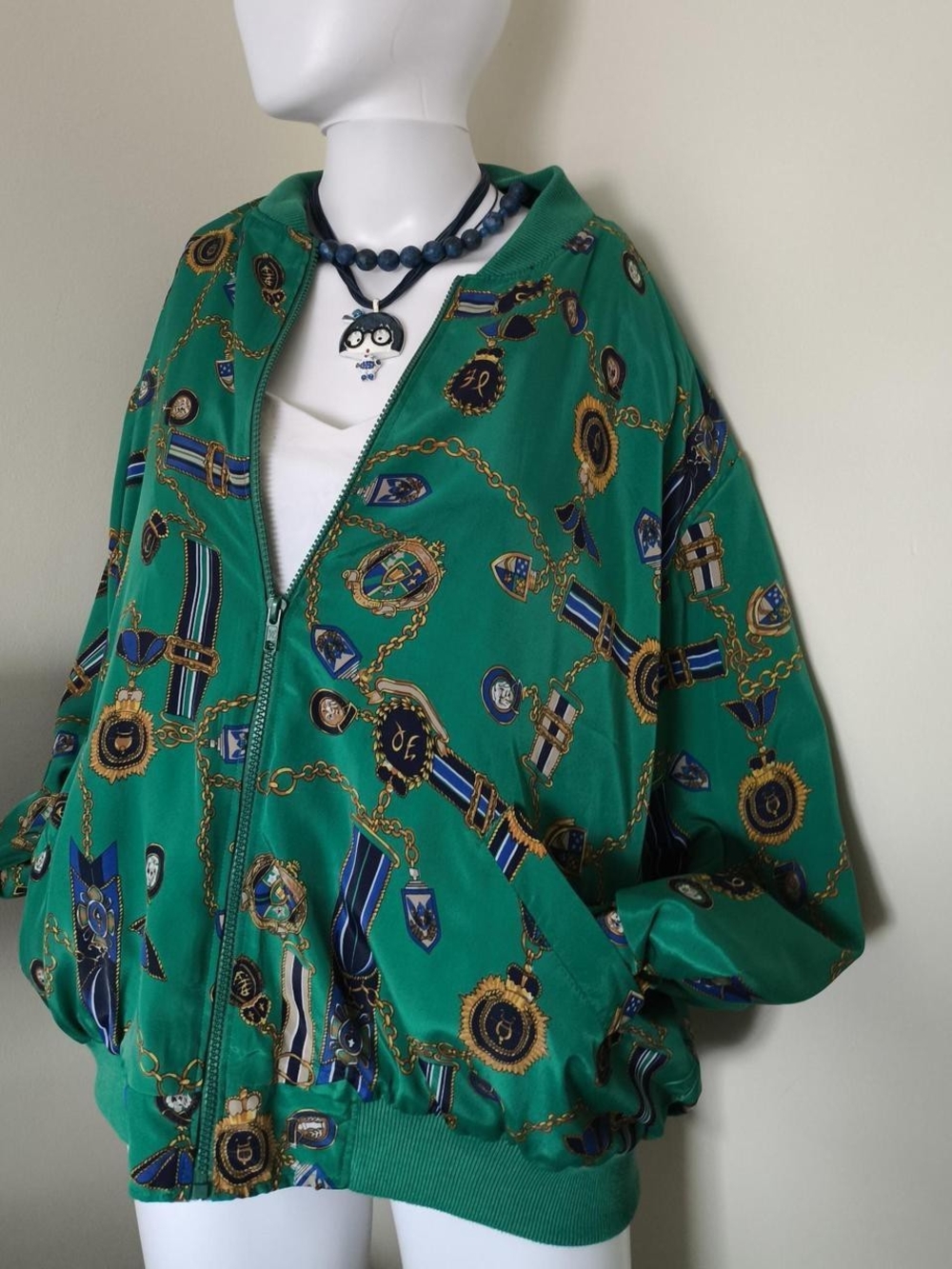 Vintage Alfred Dunner baroque chain print bomber jacket
